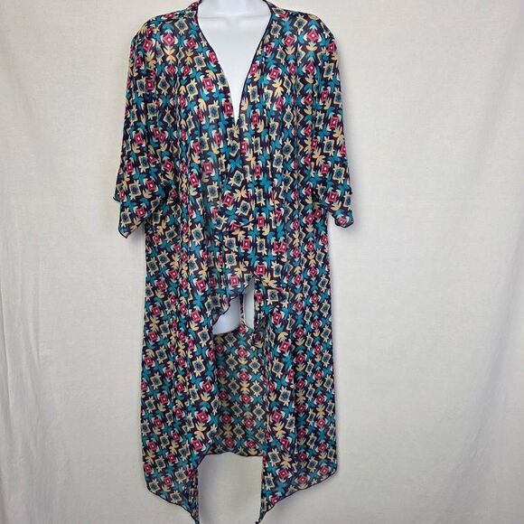 LuLaRoe Aztec Geometric Print Kimono M - Picture 2 of 9